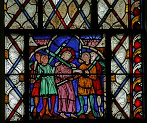 Fenster, das die Verhaftung Christi in Gethsemane darstellt von French School